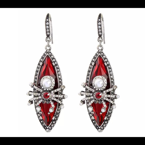 Oversized Spider Earrings Red - Picture 1 of 13